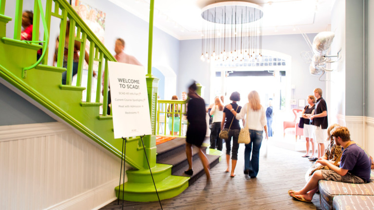 Admission Welcome Center, SCAD Savannah SCADday attendees in Admission Welcome Center lobby