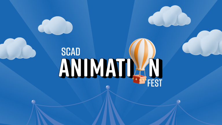 Animation Fest text with hot air balloon 